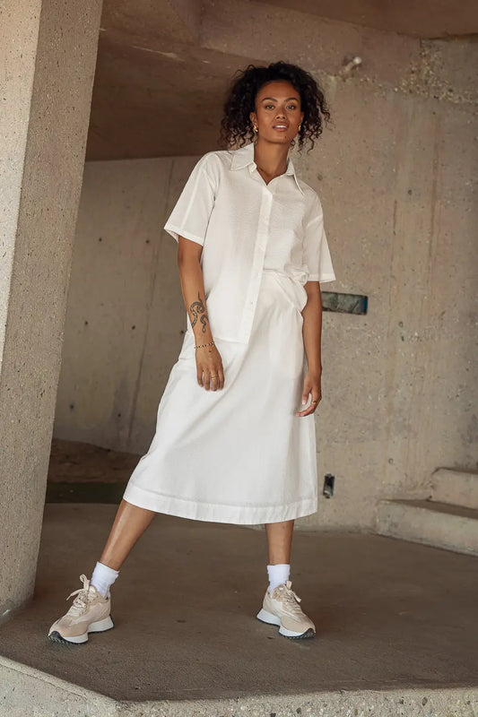 Mallory Textured Skirt in White - FINAL SALE
