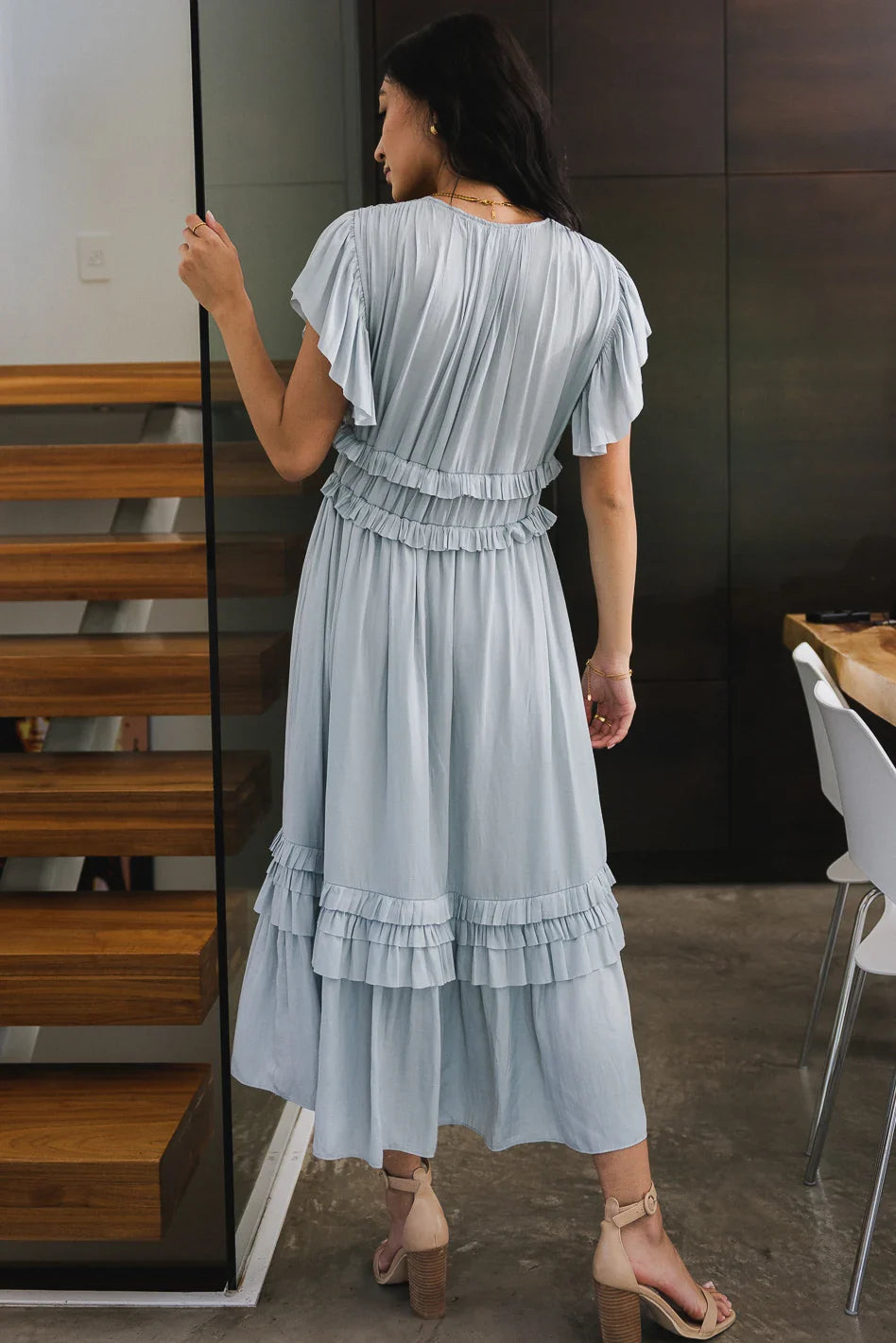 Willa Ruffle Dress in Light Blue - FINAL SALE