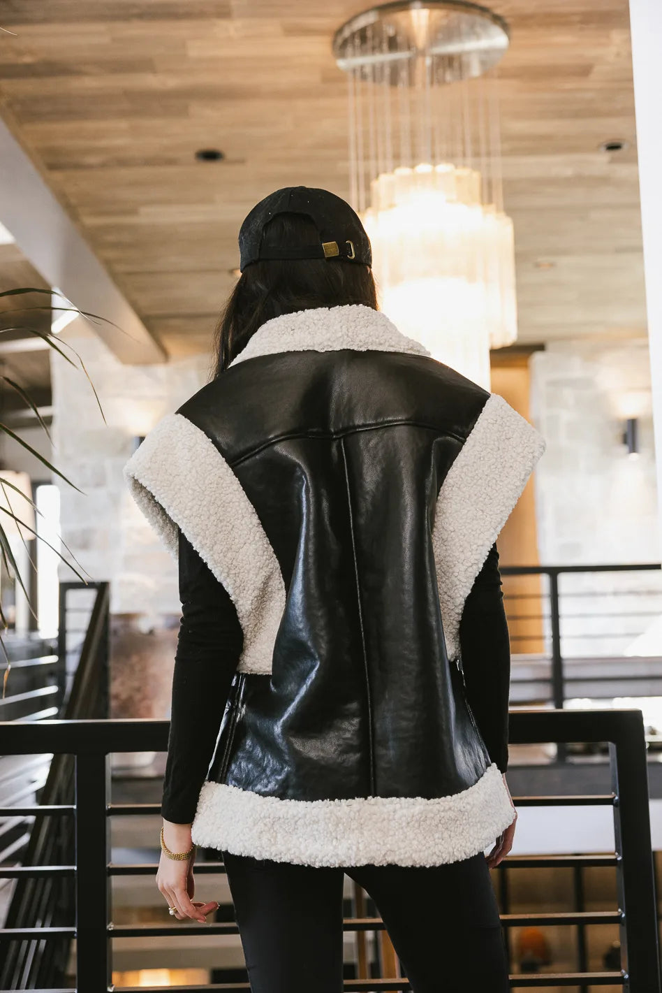Last Night Sherpa Lined Vest in Black - FINAL SALE