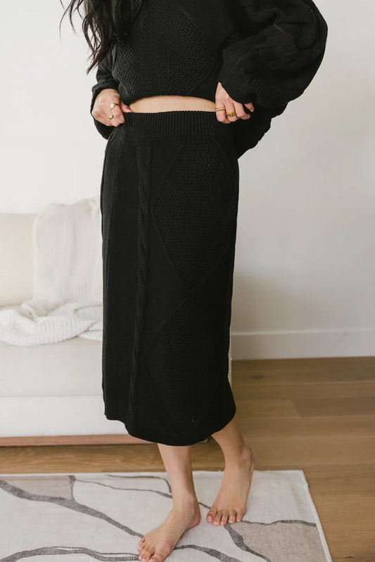 Lilly Cable Knit Skirt in Black - FINAL SALE