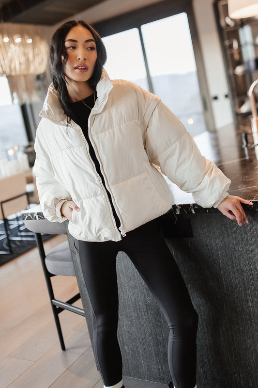 Kai Detachable Sleeve Jacket in Cream - FINAL SALE