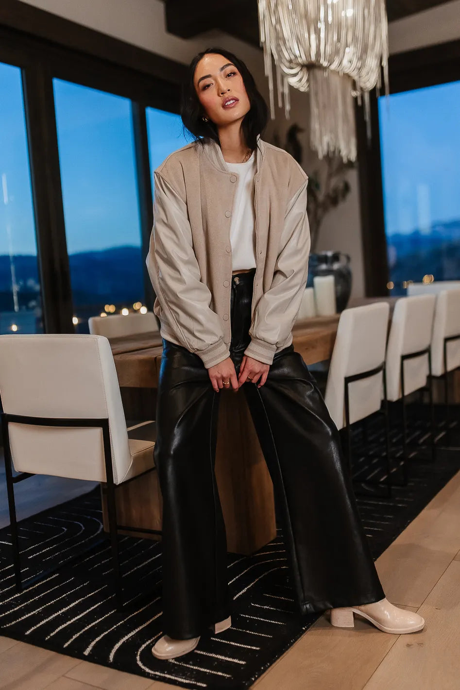 Call The Shots Varsity Jacket in Mocha - FINAL SALE