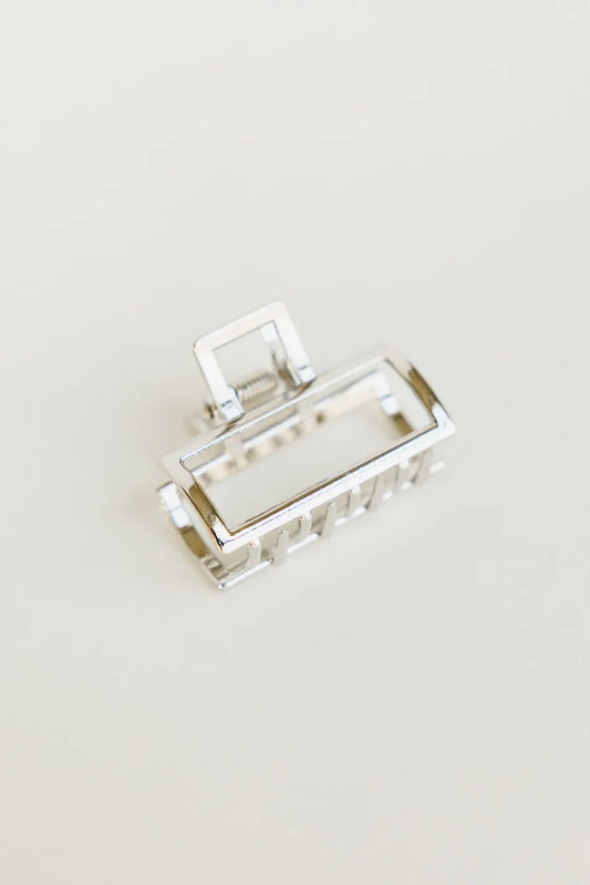 Small Rectangle Claw Clip in Silver