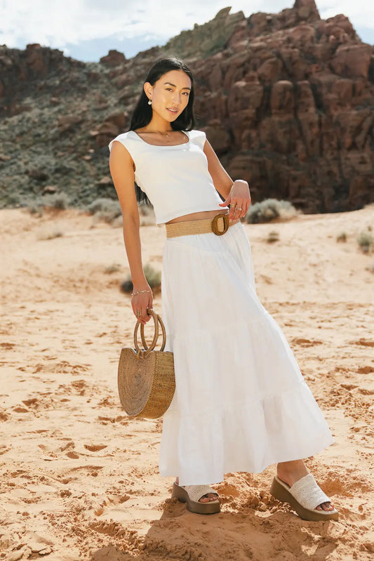 Layana Tiered Skirt in White - FINAL SALE