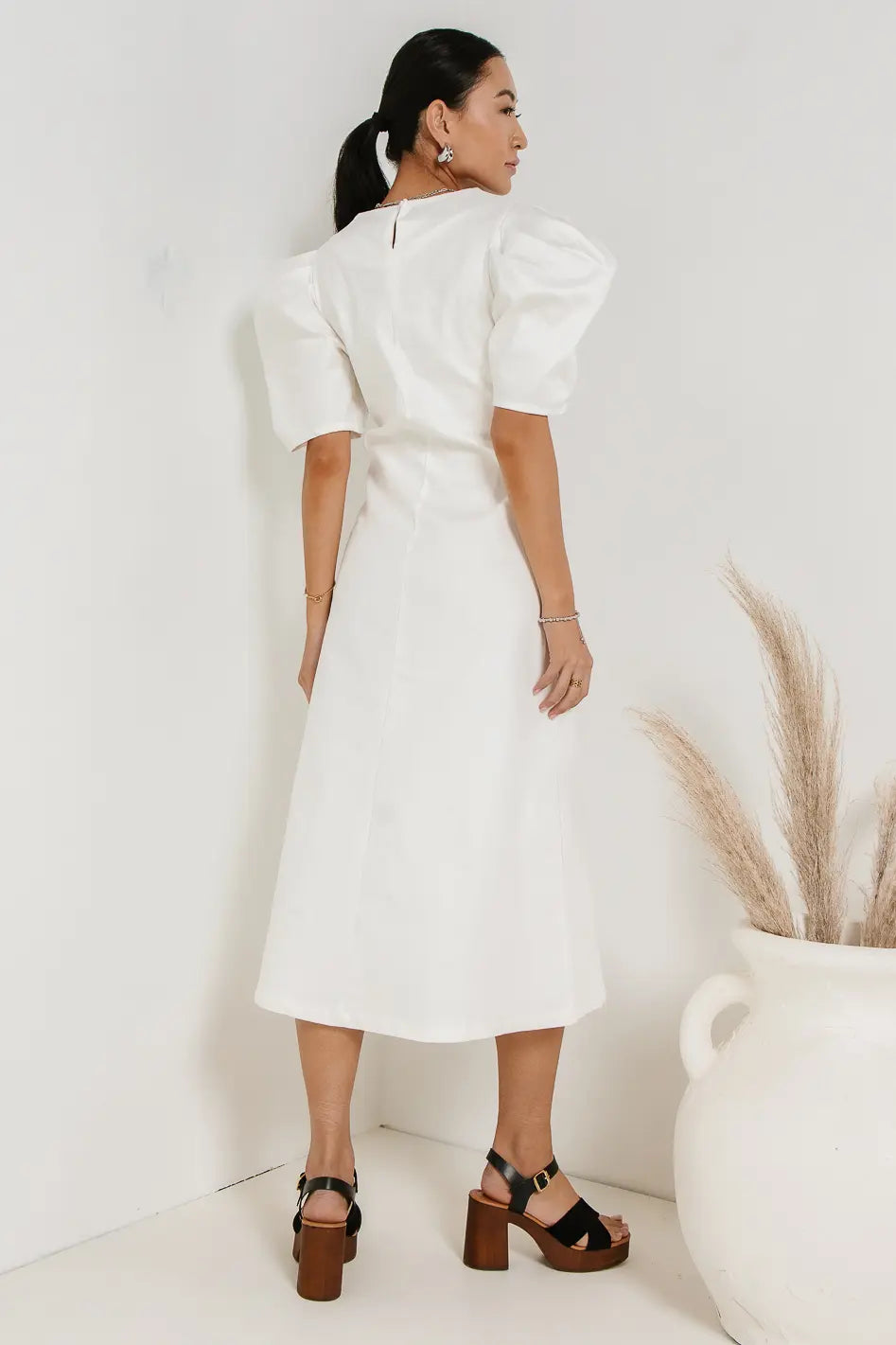 Campbell Denim Dress in Cream - FINAL SALE