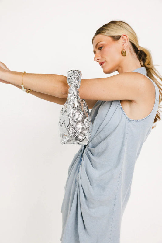 Tasha Woven Crossbody in Silver - FINAL SALE