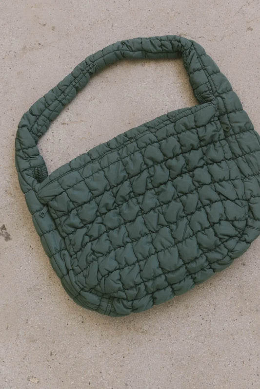 Nora Quilted Tote Bag in Green - FINAL SALE