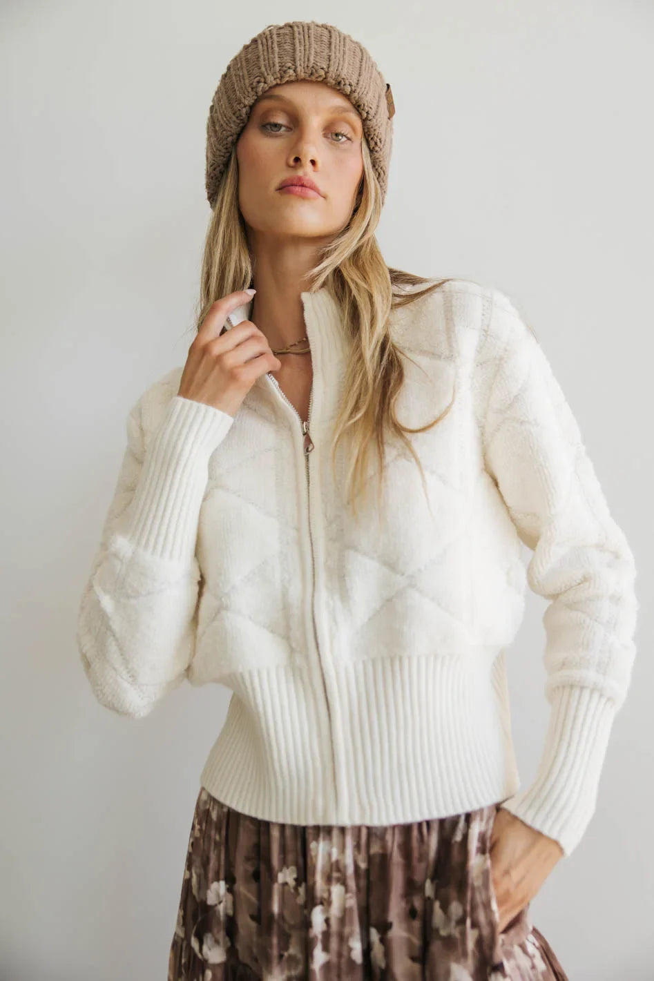 Sheena Quilted Jacket in Ivory - FINAL SALE