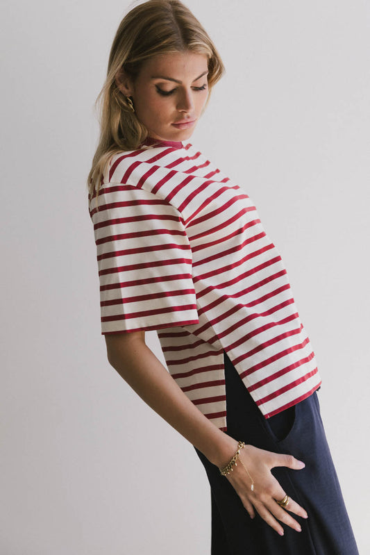 Freddie Striped Tee in Red - FINAL SALE