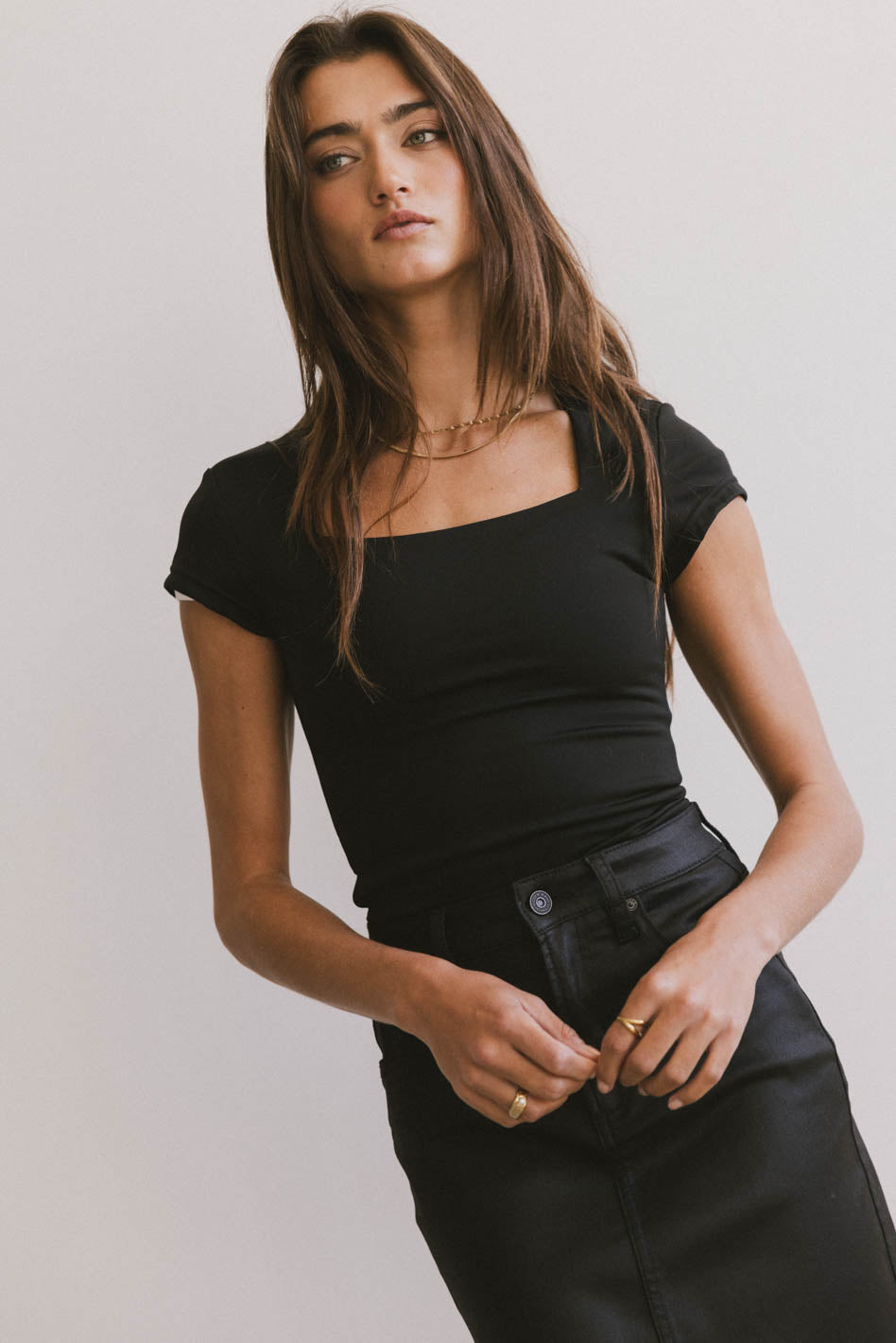 Irene Square Neck Top in Black - FINAL SALE