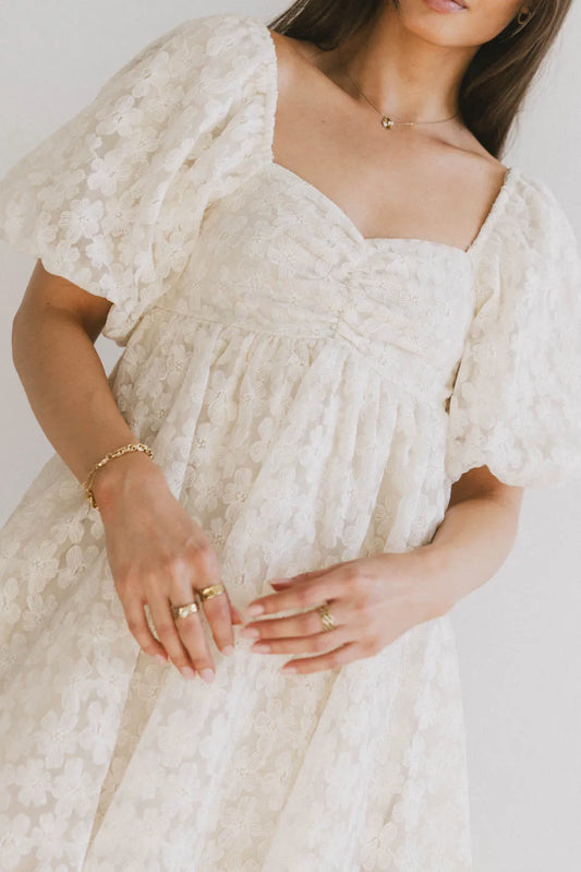 Elodie Floral Babydoll Dress in Cream - FINAL SALE