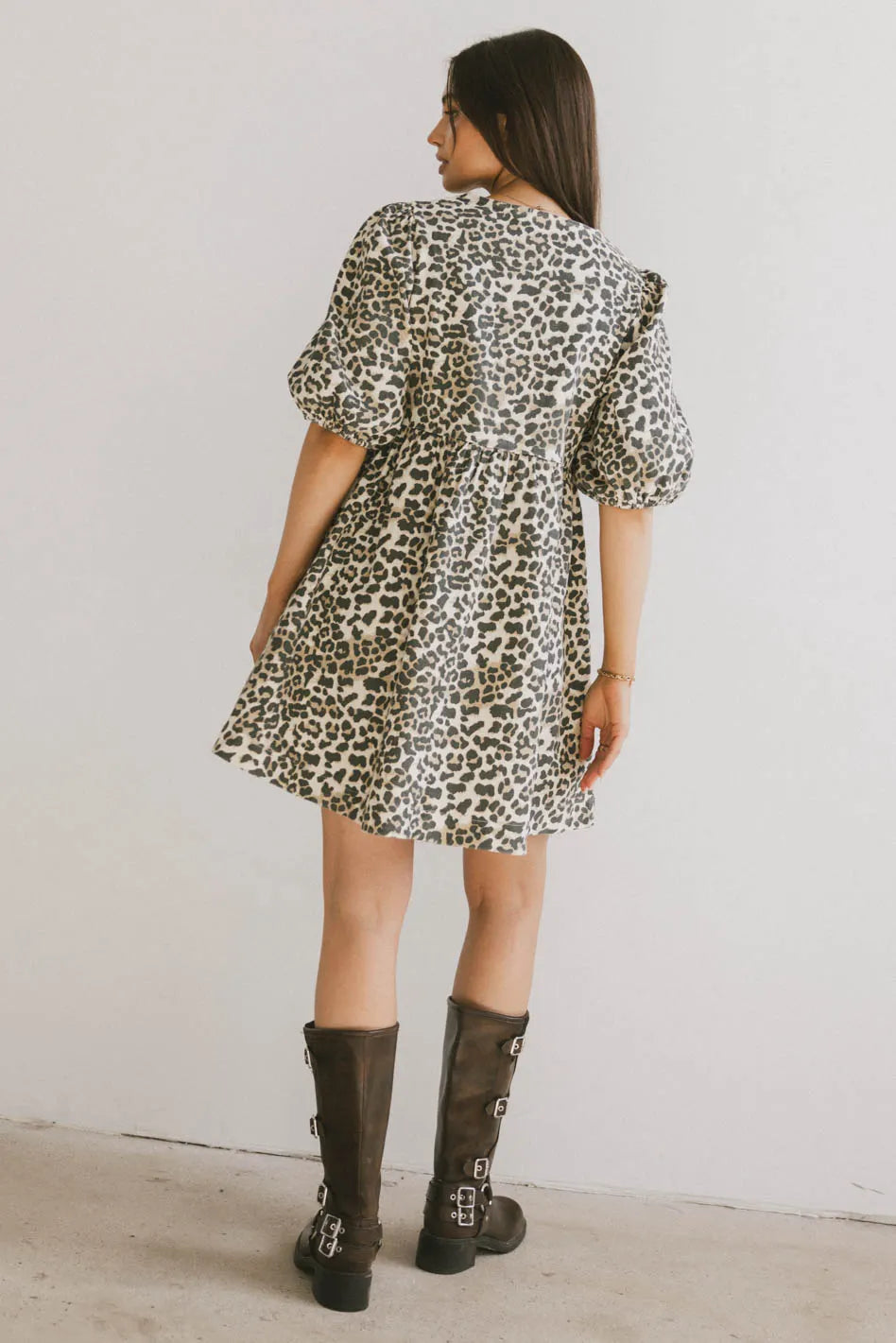 Tori Peplum Mini Dress in Leopard - FINAL SALE