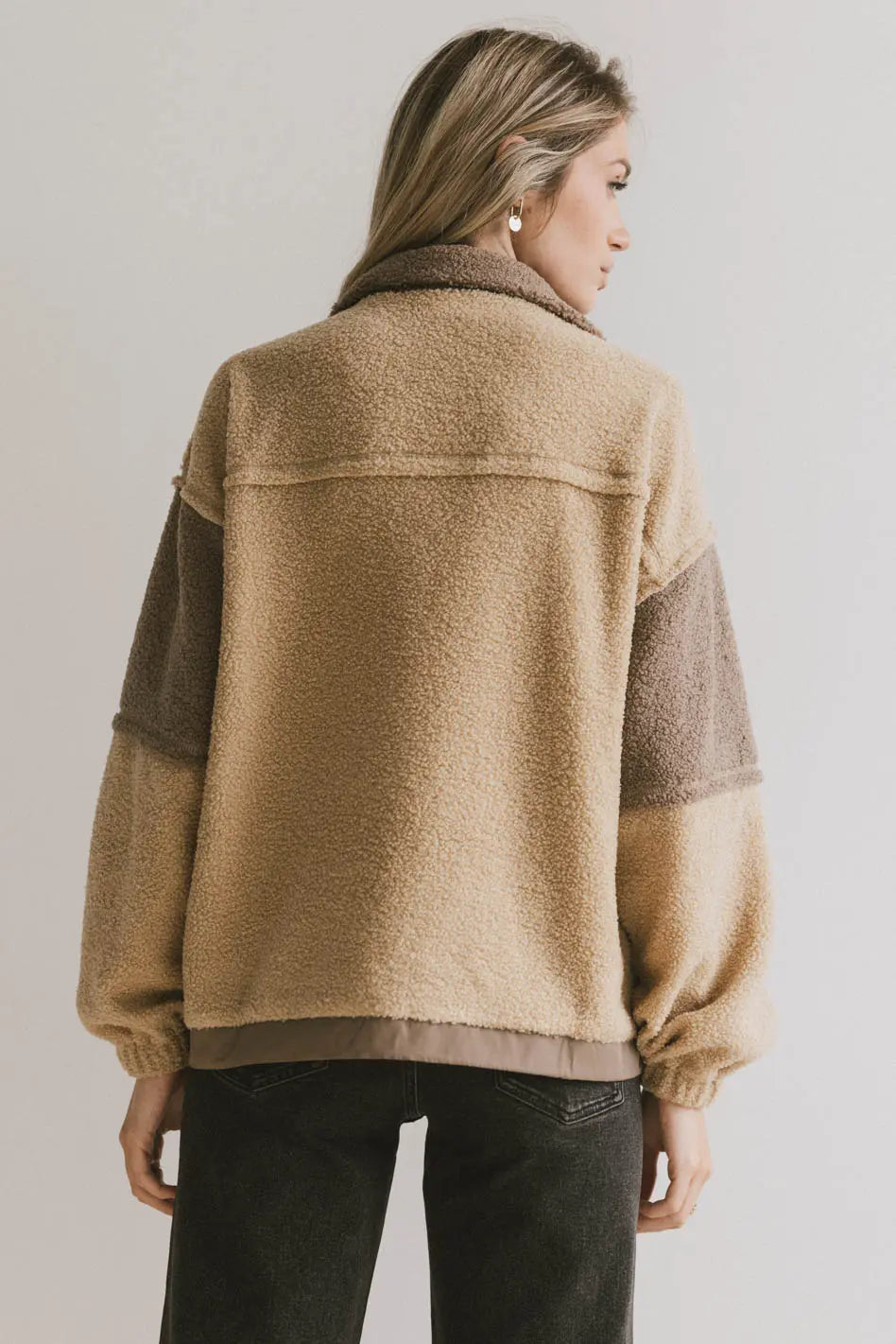 Indra Quarter Zip in Taupe - FINAL SALE