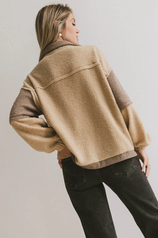 Indra Quarter Zip in Taupe - FINAL SALE