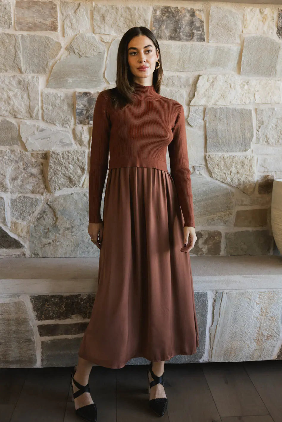 Zeda Midi Dress in Rust - FINAL SALE