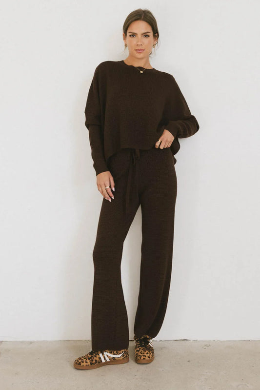 Jesse Waffle Knit Pants in Brown - FINAL SALE