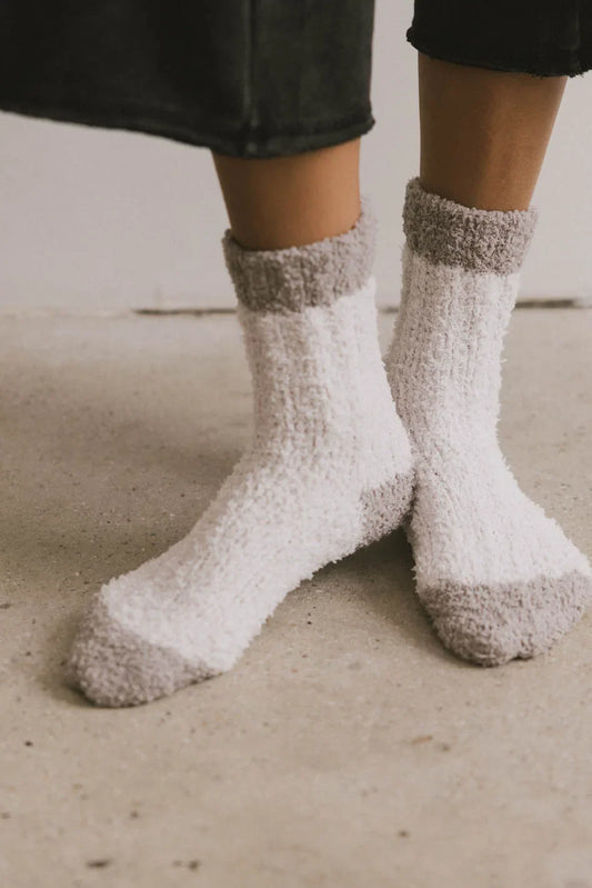 Fuzzy Contrast Socks in Lavendar - FINAL SALE