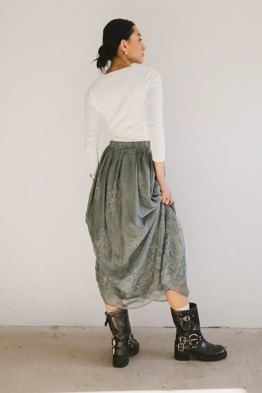 Grace Floral Tulle Skirt in Teal - FINAL SALE