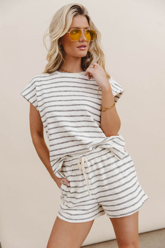Jessie Striped Shorts in Black - FINAL SALE