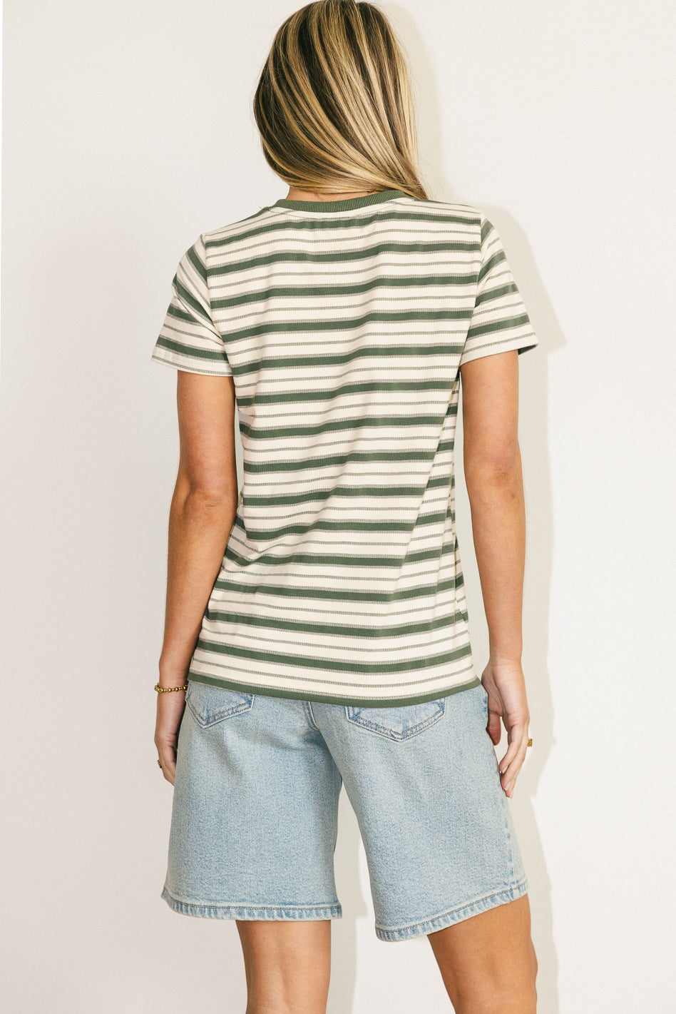 Kelly Striped Tee in Jade - FINAL SALE