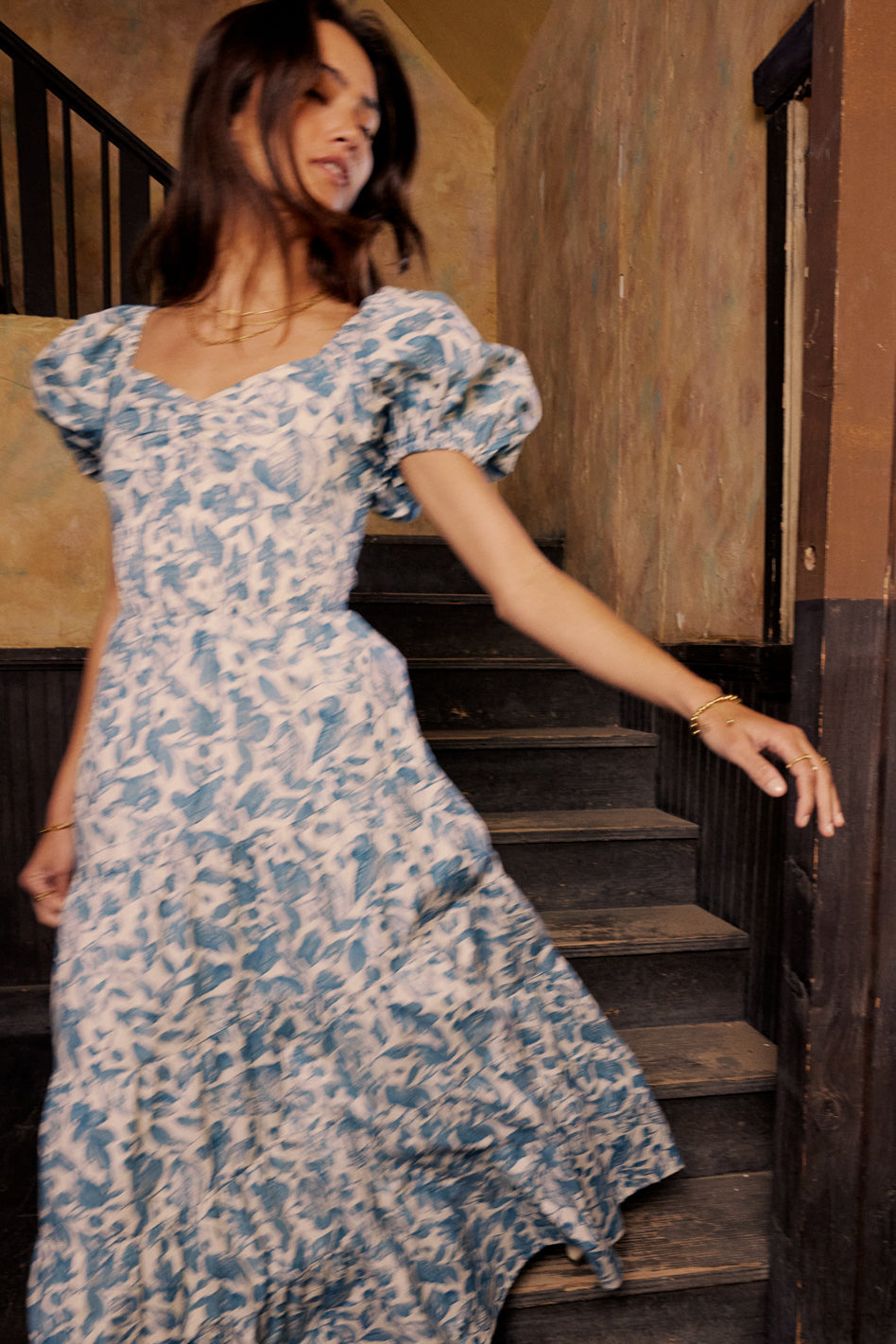 Robbie Floral Midi Dress in Blue - FINAL SALE