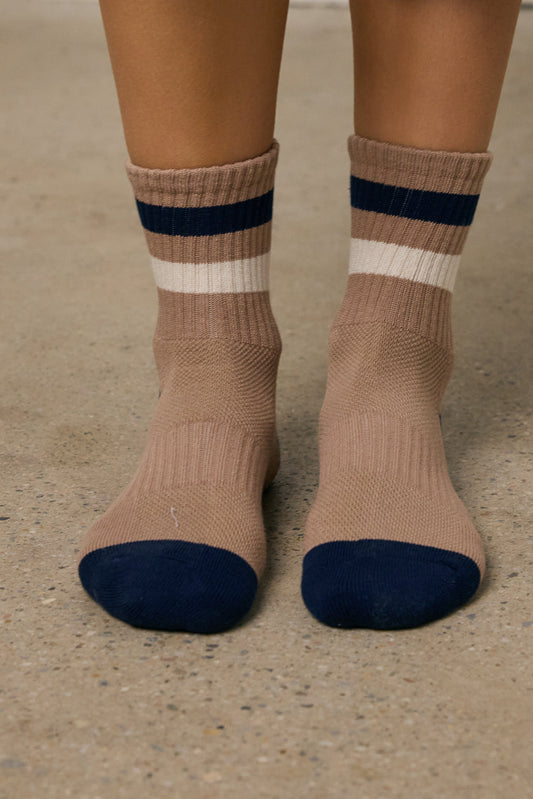 Striped Knit Socks in Mocha