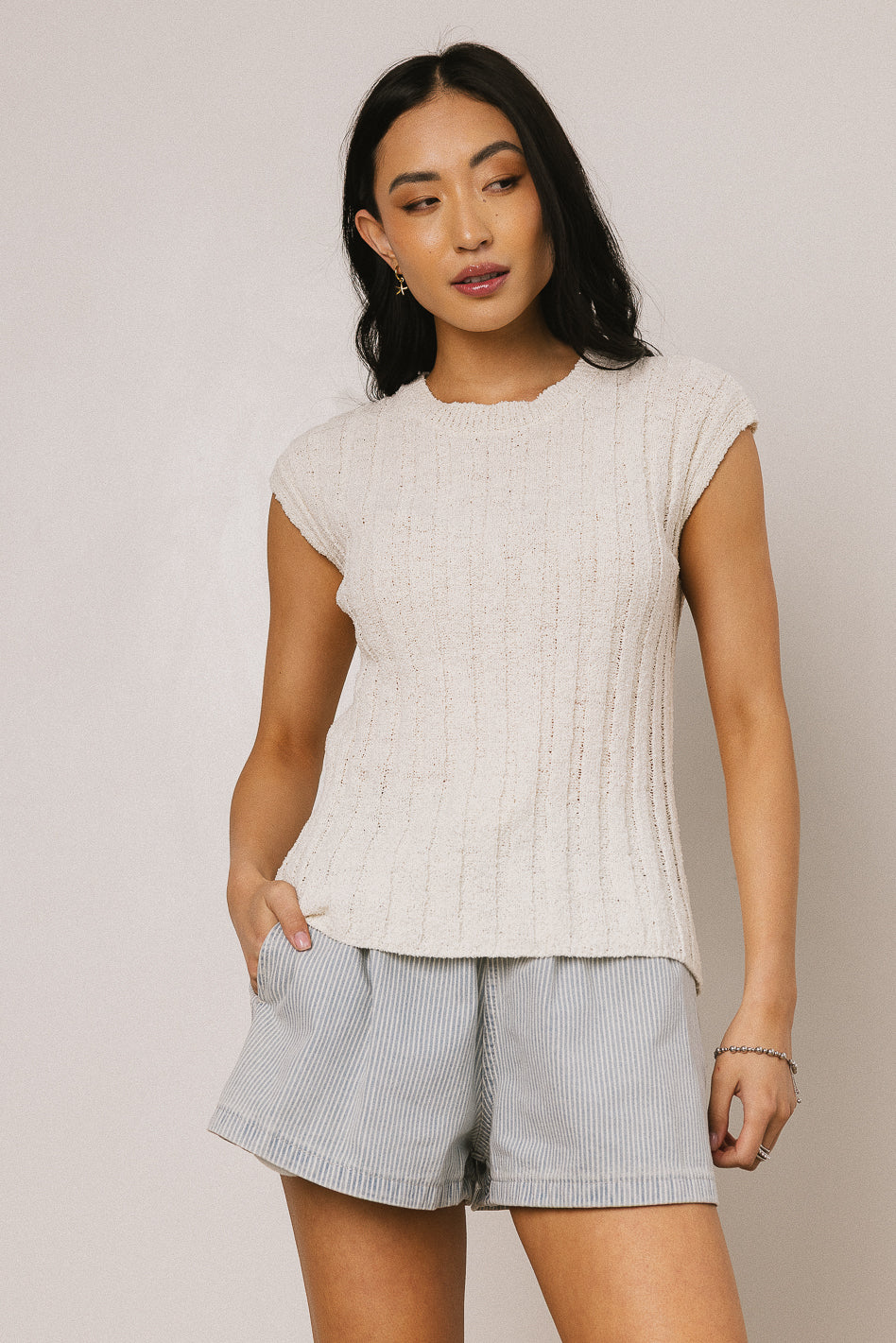Warren Ribbed Tank in Cream - FINAL SALE