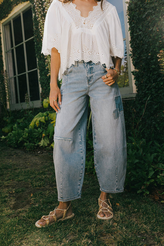 Jane Patchwork Barrel Jeans - FINAL SALE