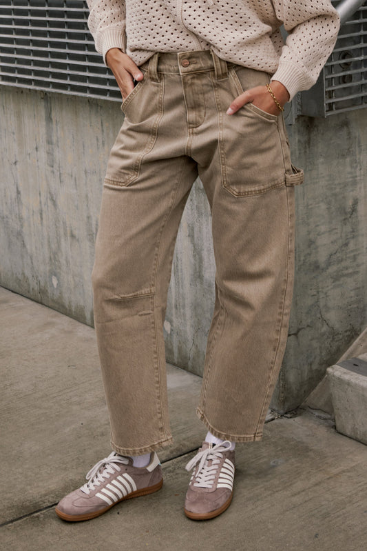 Scottie Barrel Jeans in Tan - FINAL SALE
