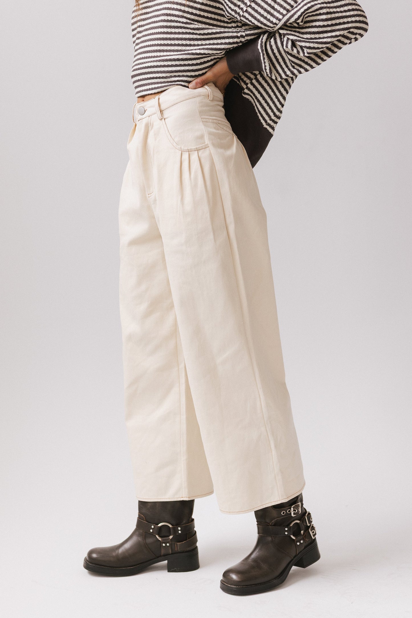 Casey Cropped Wide Leg Pants in Ivory - FINAL SALE