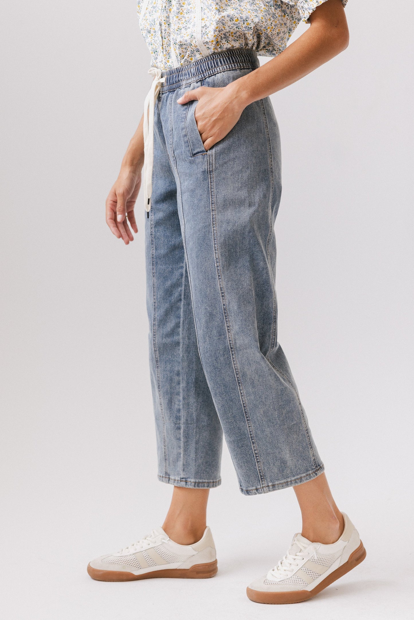 Khai Cropped Pants in Denim - FINAL SALE