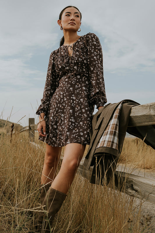 Myles Floral Mini Dress in Burgundy - FINAL SALE