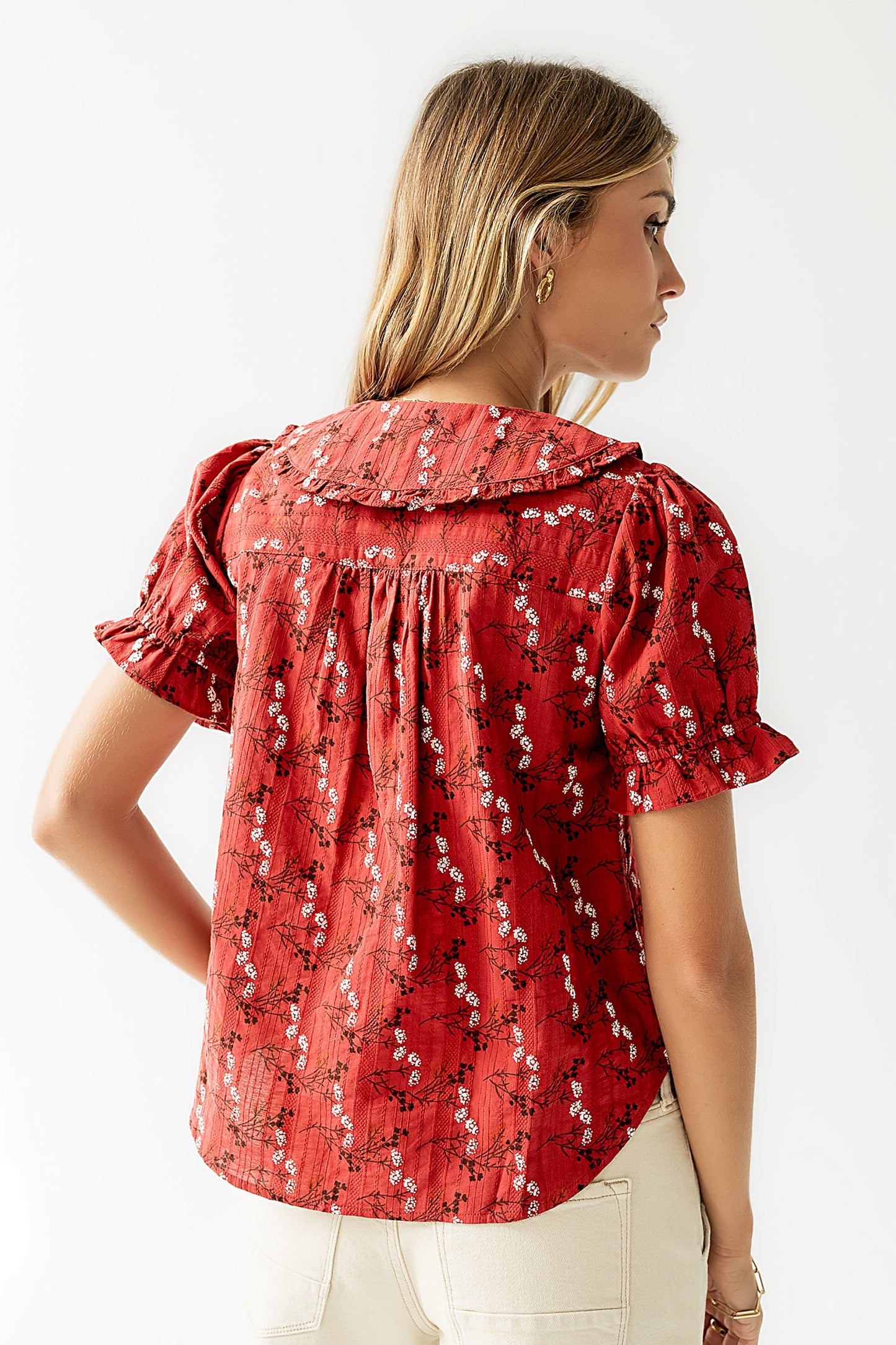 Nelly Floral Blouse in Red - FINAL SALE