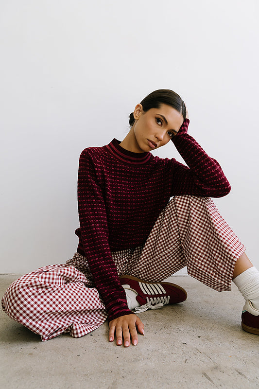 Monroe Knit Sweater in Burgundy - FINAL SALE