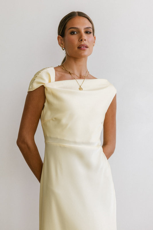 Rodney Asymmetrical Maxi Dress in Yellow