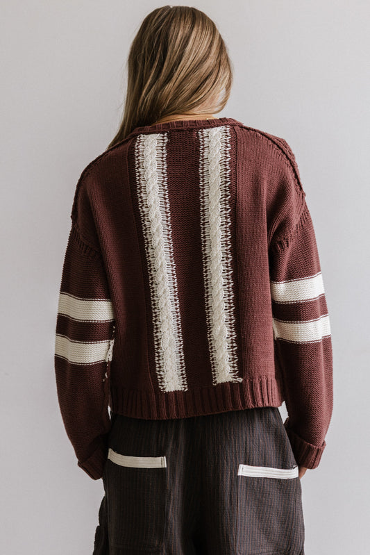 Route Cable Knit Sweater in Red-Brown - FINAL SALE