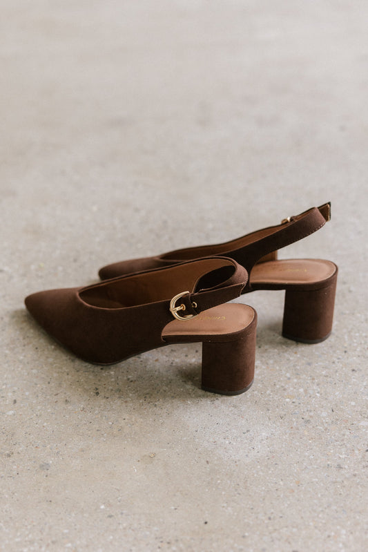 Candice Slingback Heels in Dark Brown
