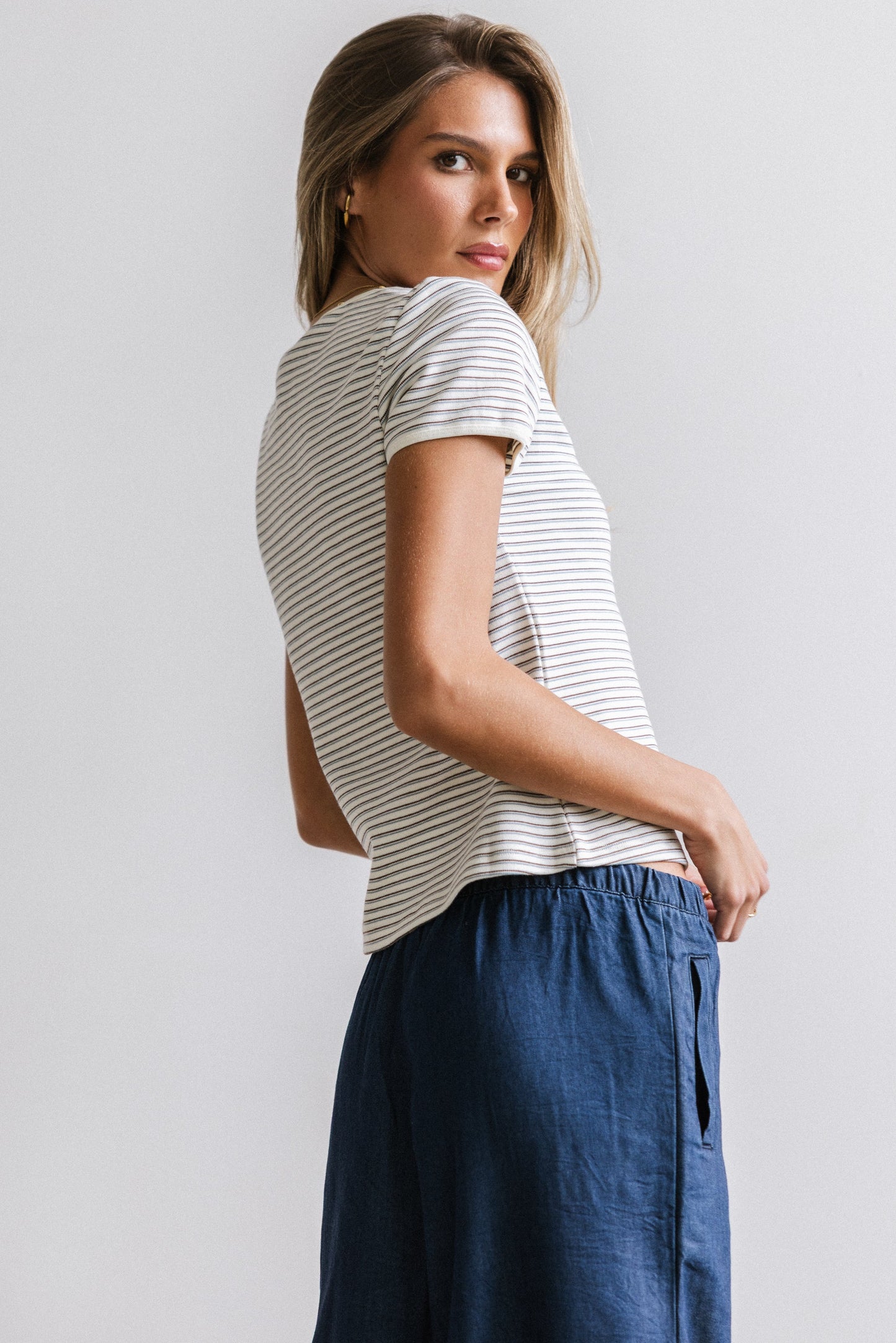 Marcie Striped Tee in Blue