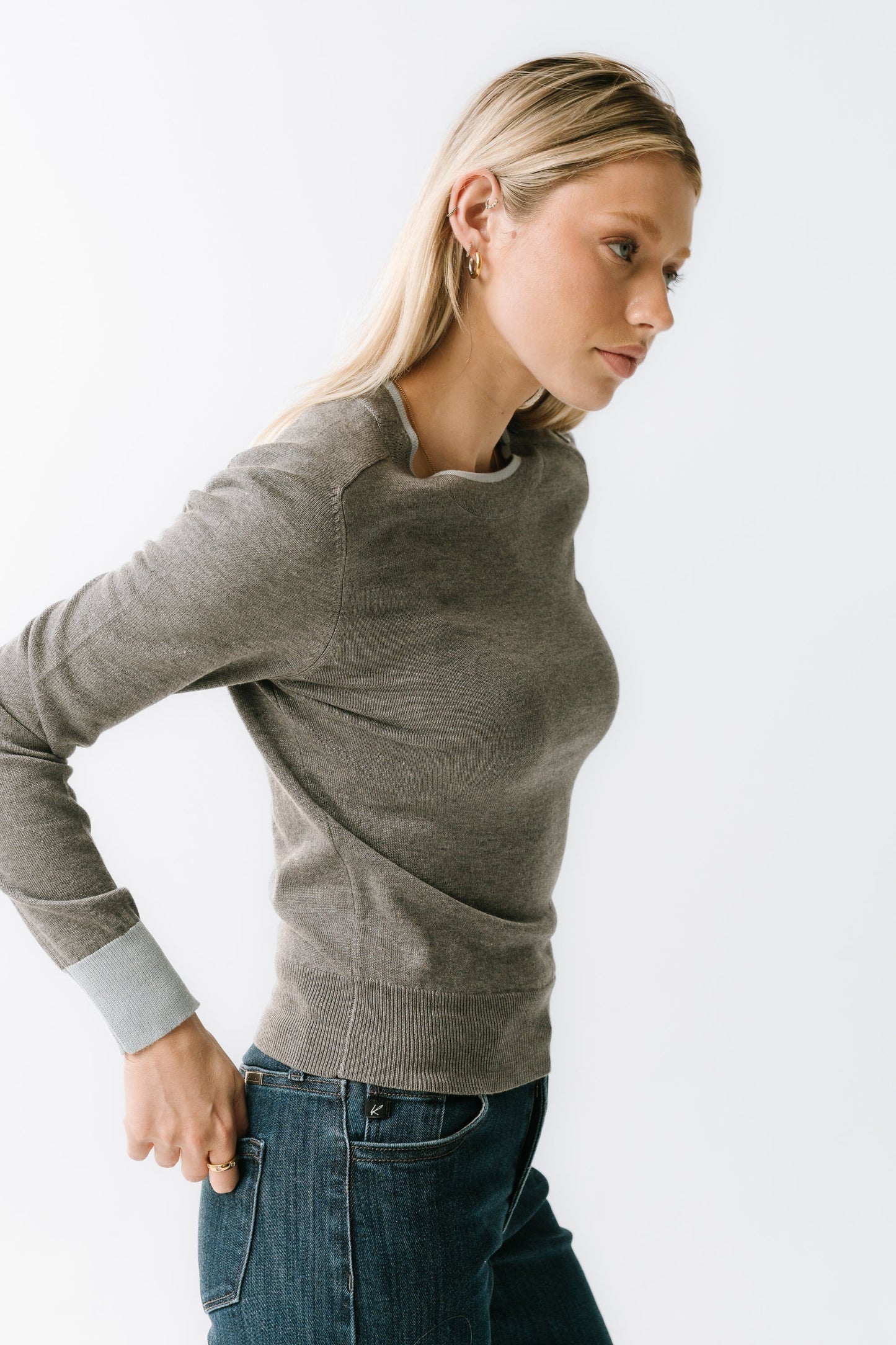 Rustin Contrast Sweater in Grey