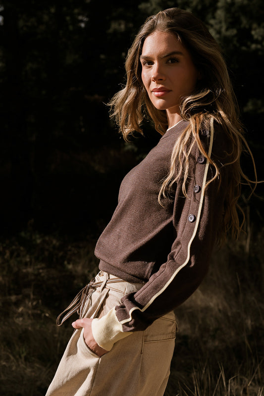 Rustin Contrast Sweater in Brown - FINAL SALE