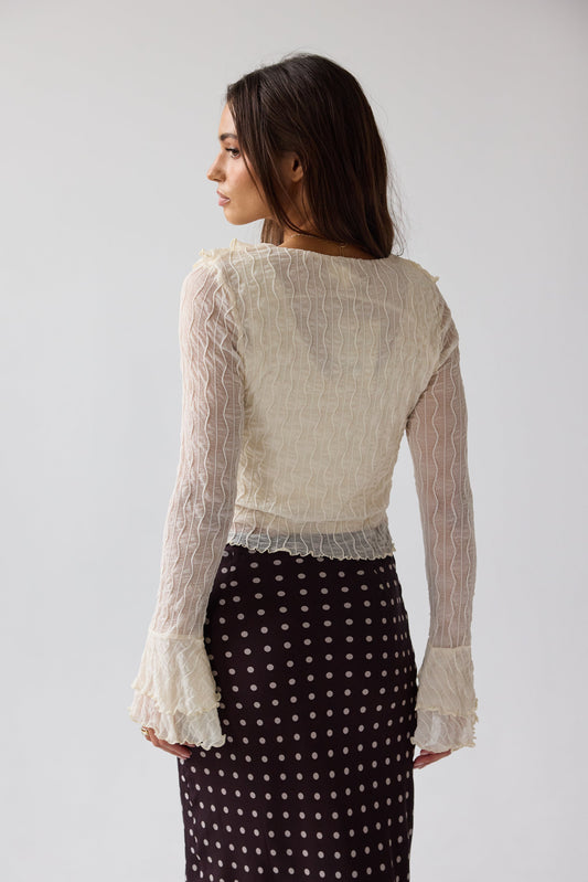 Joy Ruffle Top in Ivory