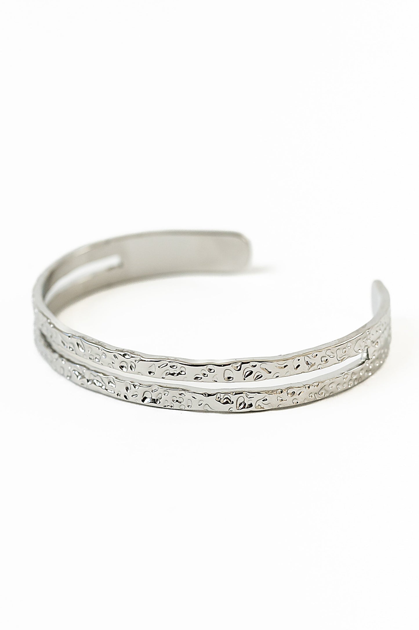 Nancy Textured Cuff in Silver