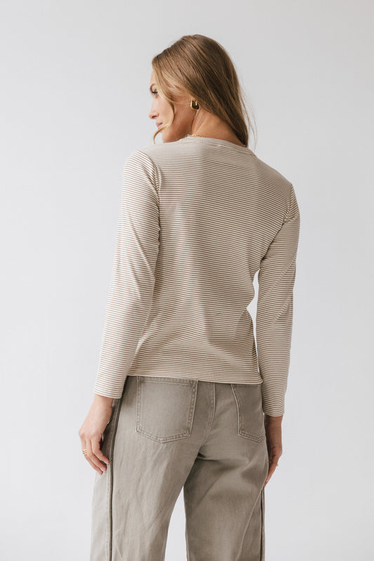 Makayla Shirt in Striped Mocha - FINAL SALE