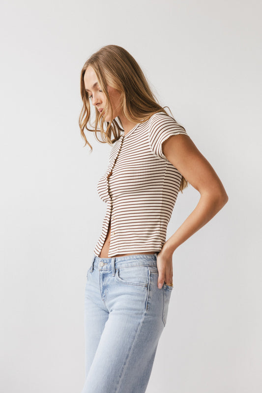 Trisha Striped Top in Brown