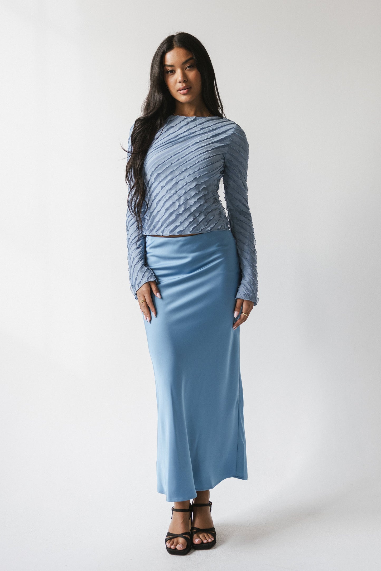 Brianna Ruffle Top in Blue