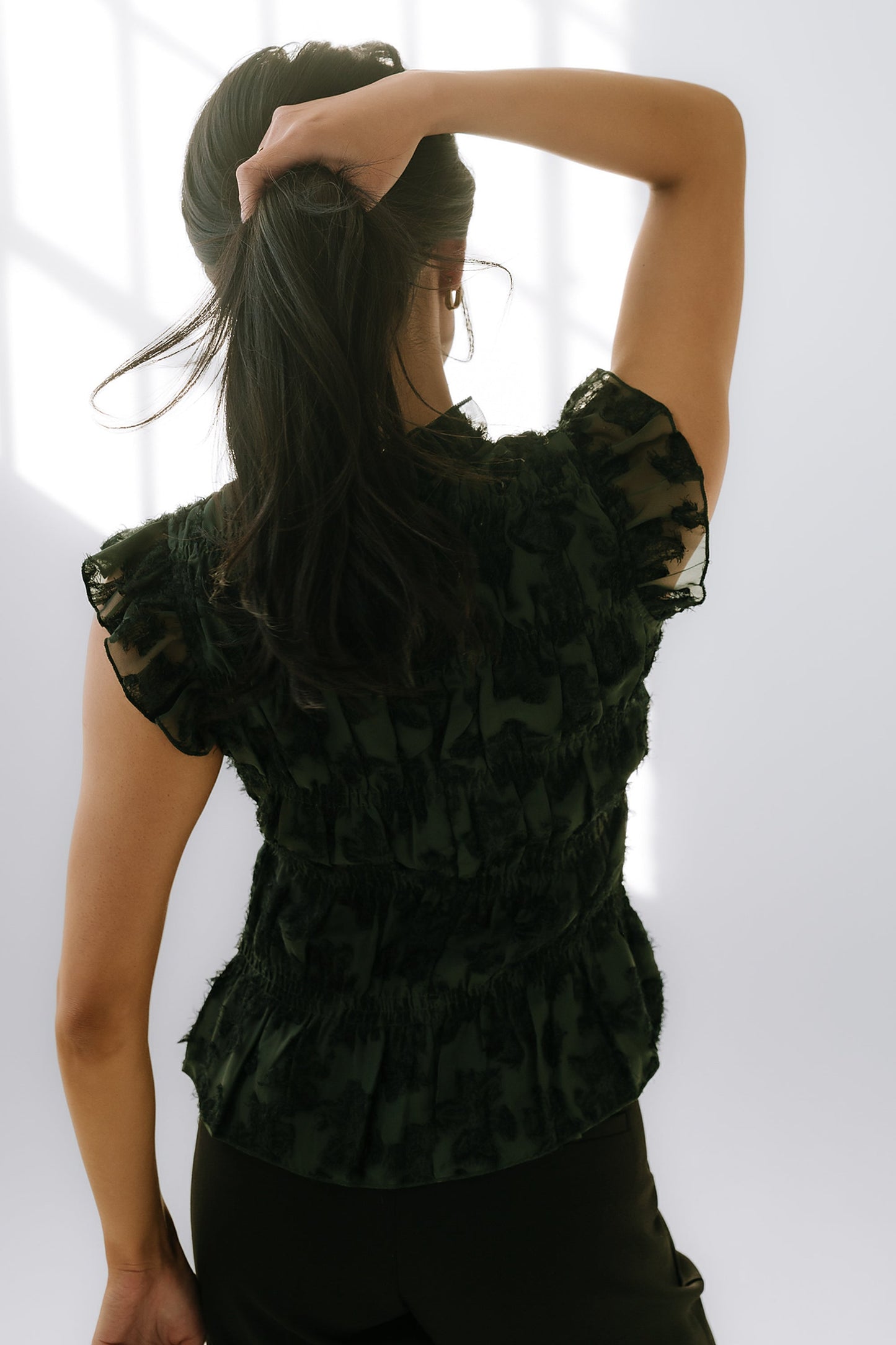 Rodney Smocked Blouse in Green - FINAL SALE