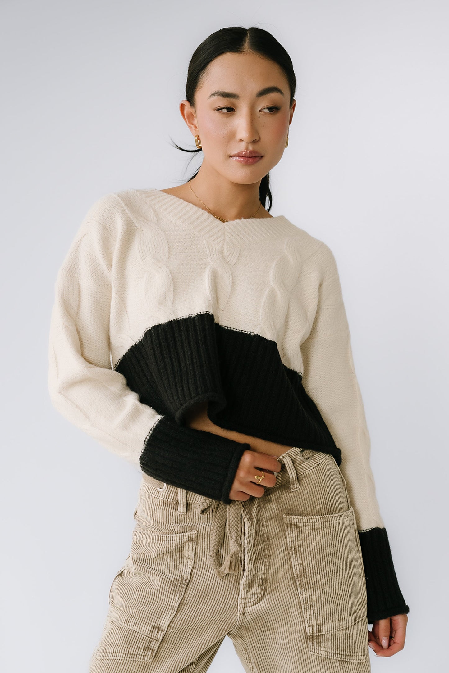 Beckham Cable Knit Sweater in Oatmeal