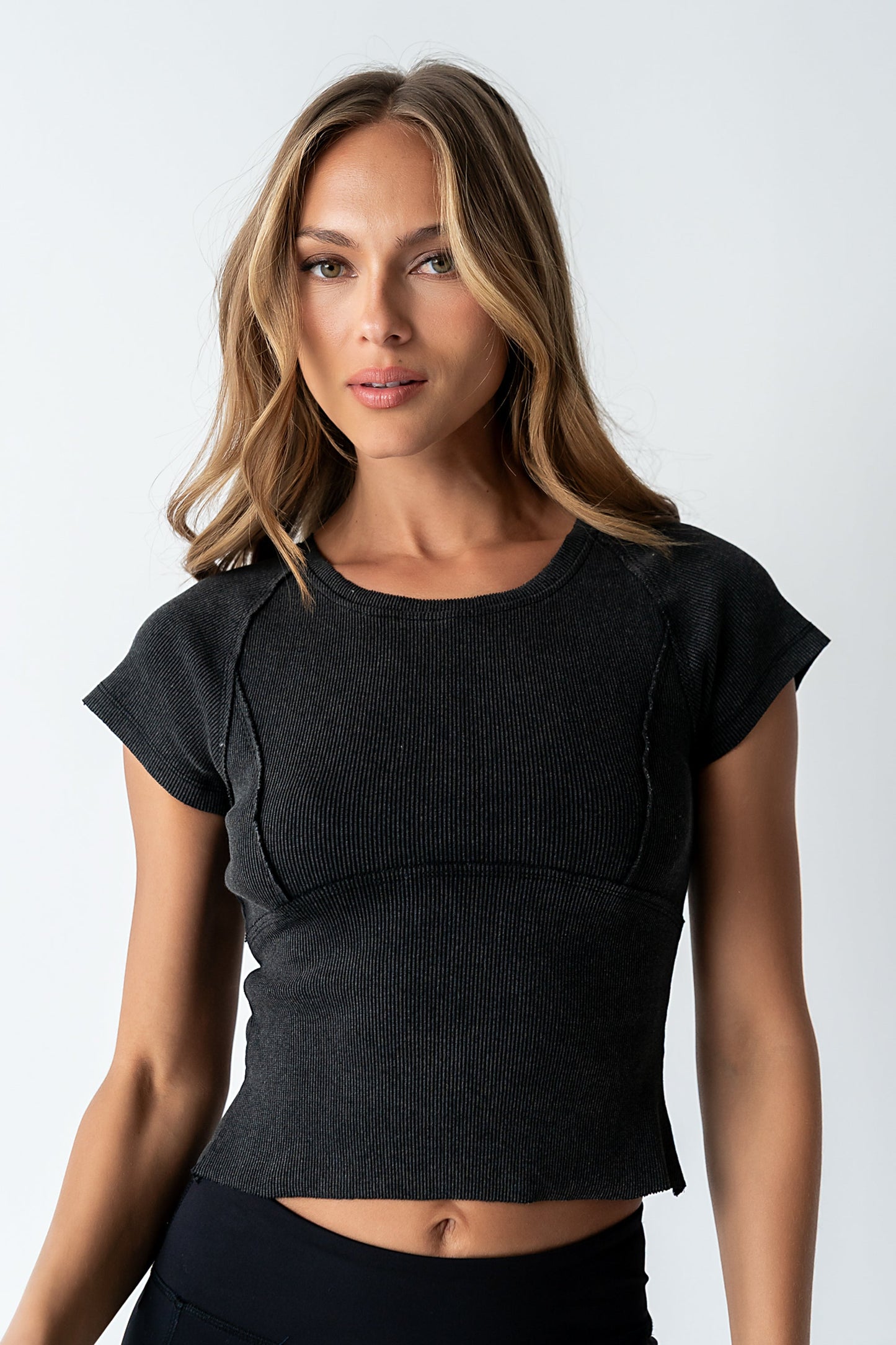 Millie Reverse Seam Top in Black