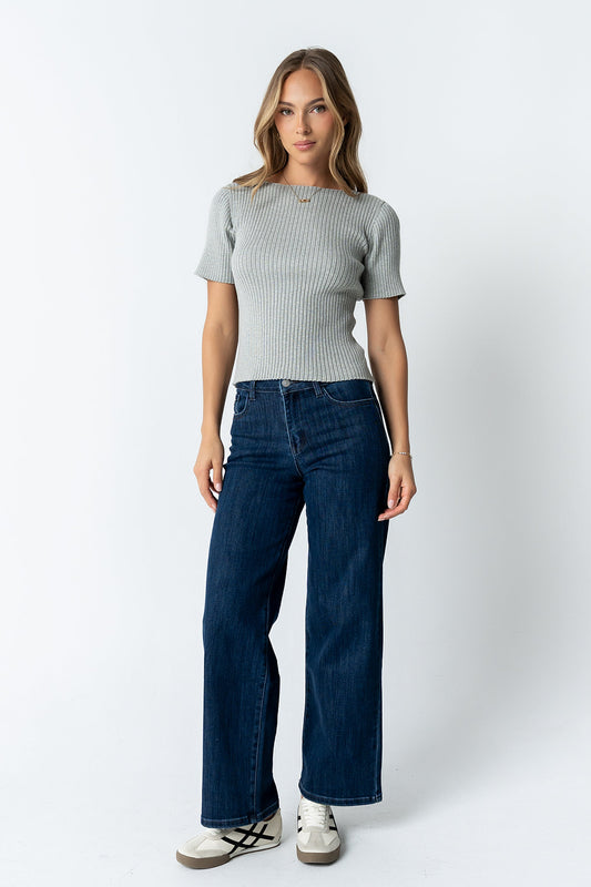 Waylen Ribbed Sweater in Heather Grey