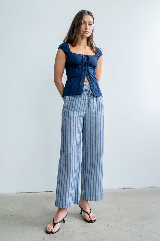 Paloma Pleated Blouse in Navy